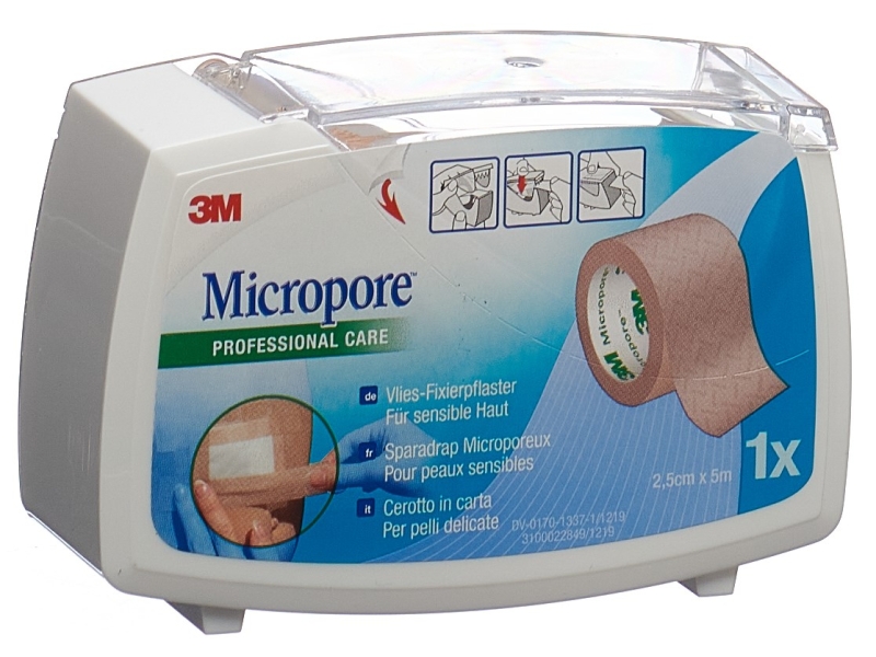 3M MICROPORE Vlies Heftpflaster mit Dispenser 25.0mmx5m hautfarbe